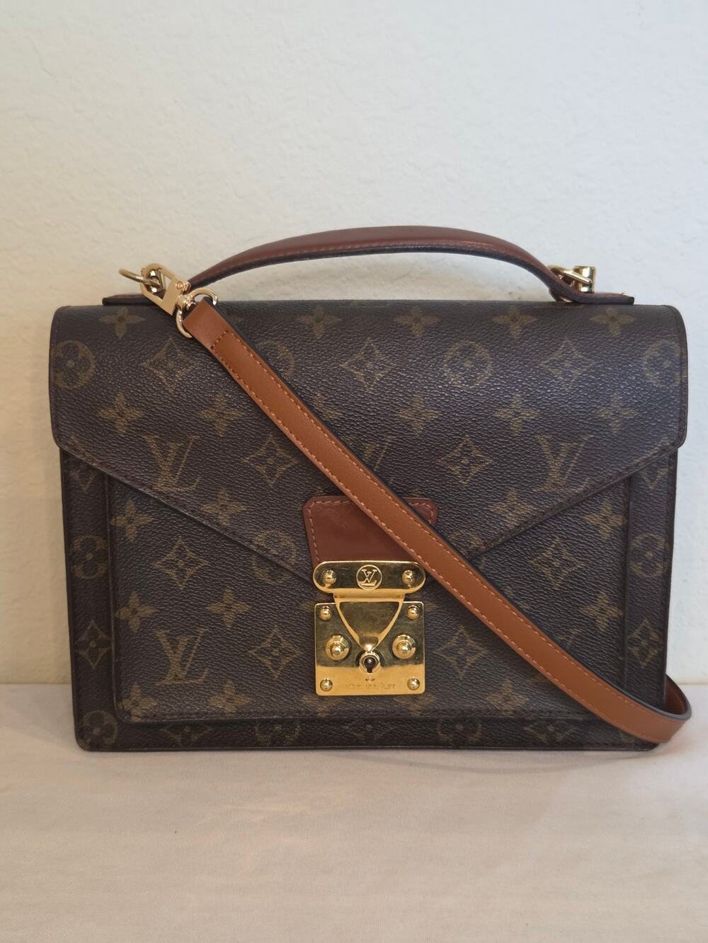 Louis Vuitton Monogram Monceau 28 Top Handle Crossbody Bag Vintage France w/ Key